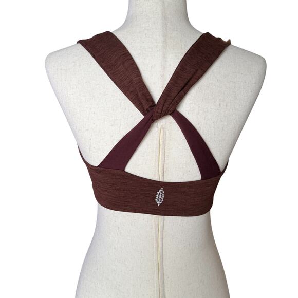 Free People Movement Zen Again Sports Bra Brown Ruched Crisscross Back Size S - Picture 6 of 6